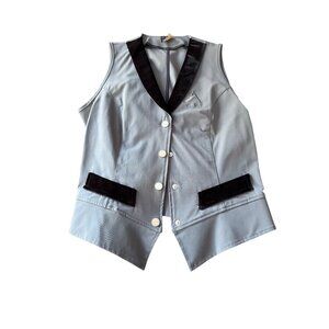 Arista Equestrian Riding Gray Vest With Velvet Trim Large Old Money Preppy